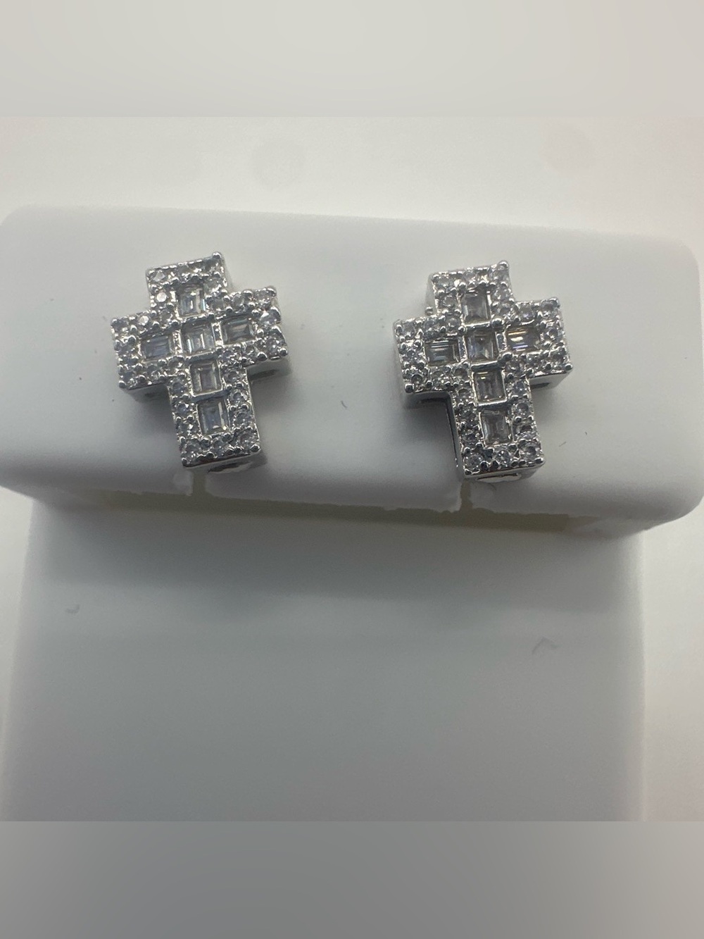 Moissanite Cross Stud Earrings